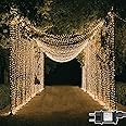 Dekofun Tenda Luminosa Natale 600 LED 6m x 3m Tenda Luci con Timer, 8 Modalità Prolungabile Tenda Luminosa Interno Impermeabi