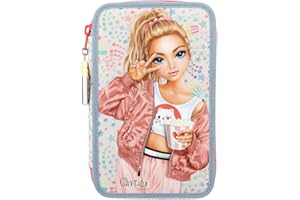 ‎DEPESCHE Depesche 12383 TOPModel Cutie Star - Gefüllte 3-Fach Federtasche mit Model-Motiv und Sternen-Print, Federmäppchen mit Buntstiften, Schere, Lineal uvm.