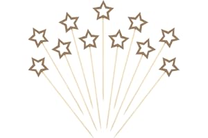 LUSOFIE 50 Pezzi Stuzzicadenti da Cocktail Stella d'Oro per Bevande Spiedini Stella d'Oro Grande da 5,5 Pollici per Antipasti Vacanze di Natale Capodanno Spiedini di Cocktail di Frutta Stuzzicadenti Decorativ