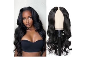ZEALADY Body Wave V Part Wigs For Women Human Hair Full Head Clip In Half Yaki Human Hair Wig Non Lace Wig Beginner Friendly No Sew In No Glue Easy To Wear 150% Density 18 Inches