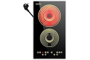 Noxton Piano Cottura 2 Fuochi, 30cm Piani Cottura Elettrico in Vetroceramica, 3000W Piastra Elettrica Incasso per Pentola con Controlli Toccare