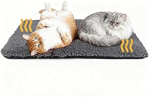 MORA PETS Self Heating Cat Bed Heated Dog Blanket Self Warming Pet Mat Heat Pad for Dogs Indoor Outdoor Thermal Kitten Pad with Removable Cover Non-Slip Washable 74 x 47cm