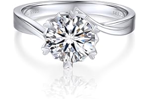 MomentWish Anelli Donna, 1/2 Carato Anello Fidanzamento Moissanite Eternità Anello anelli donna argento 925 Regalo di nozze per Donna Sposa