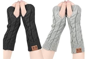 ECOMBOS Fingerlose Handschuhe Damen - Winter Armstulpen Handschuhe Damen Pulswärmer Strick Kurzer Gestrickte Halb Fingerlose Fäustlinge