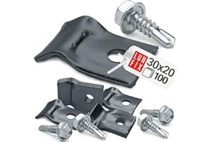 LUN FIX Clips de fixation grillage rigide 30x20 mm en U avec vis autoforeuses robustes, attache panneau murale pratique, support clôture métallique sécurisé, pour câble, lot de 100 pièces anthracite