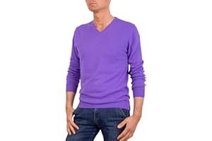 Marenza Scollo V Uomo Manica Lunga Misto Cashmere Seta Made in Italy