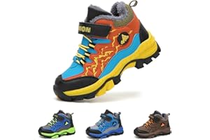 Bandkos Winterschuhe Jungen Wanderschuhe Trekkingschuhe Wanderstiefel Kinder Warm Gefütterte Stiefel Schnee Outdoor Camping rutschfest Blau Black Schwarz Grün Gr.30-40 EU