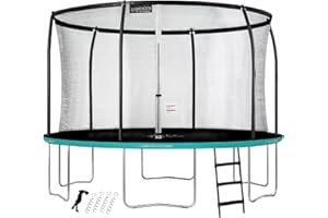GREADEN Trampoline de Jardin Certifié TÜV & GS, Trampoline Rond Fitness Extérieur Ø 250/305 / 360 / 430cm, Kit Complet avec Filet de Sécurité + Échelle + Ancrage pour Enfants