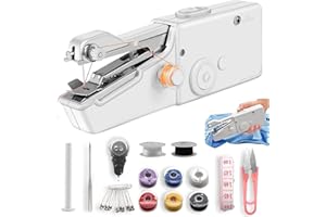 OGRMAR Handheld Sewing Machine, Portable Mini Sewing Machine for Beginners, White Electric Stitching Machine with Accessories, Easy-to-Use Hand Stitching, Suitable for DIY Crafts, Garments, Home & Travel
