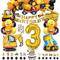 Bau-Geburtstagskerze Nummer 3 - Gelb Schwarz Gestreift Baustellen Motive