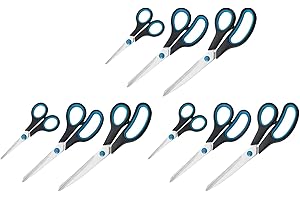 Westcott-i - n-90027 00-set de ciseaux easy grip inoxydable - 13/21/25 cm 9 pièces bleu/noir