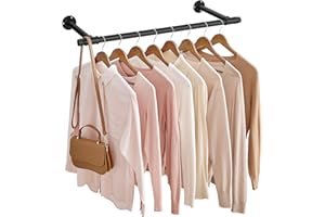 ‎SONGMICS SONGMICS Kleiderstange für die Wand, Kleiderständer Wandmontage, Industrie-Design, platzsparend, 30 x 84 x 7 cm, 60 kg Belastbarkeit, einfache Montage, schwarz HSR140B01