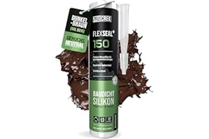 PROCREA® Premium Silikon "Flexseal+ 150" (dunkelbraun) [neutralvernetzend] Hochwertiges Bausilikon zum abdichten im Innen- & Außenbereich - Allwetter Alkoxy-Silicon in RAL 8016 - Profi-Qualität
