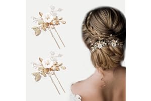 Peines Laterales de Boda Gloryit 2 Pcs Metal Peineta Lateral, con Diamantes de Imitación Peinetas Laterales,Accesorios para El Cabello Femenino, Horquillas 1 Par (Oro)