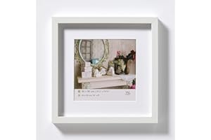 ‎WALTHER walther design Bilderrahmen weiss 20 x 20 cm mit Passepartout, Stockholm Holzrahmen EA222W, Weiß