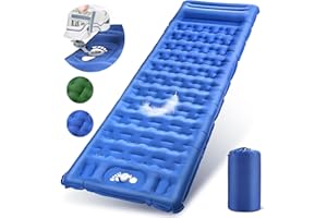qoqidun Camping Mat Self Inflating Camping Mattress Single with Built-in Foot Pump Ultralight Inflatable Travel air Mattress Sleeping Pad Folding Waterproof for Tent Outdoor Hiking Backpacking