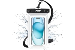 JOTO Funda Impermeable Móvil, Funda Acuática Móvil IPX8 con Cuerda Ajustable para 16/15/14/13/12 Mini/Pro/Pro MAX/11/XS/XR/8 Plus/7 Plus, Galaxy S20+/S10e, Huawei, Móviles hasta 7" - Borrar