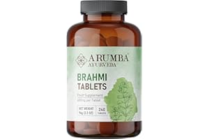Arumba Ayurveda Brahmi Tablets 240 Tablets, 400 mg per Tablet, Made with Pure Bacopa Monneri Leaf Powder