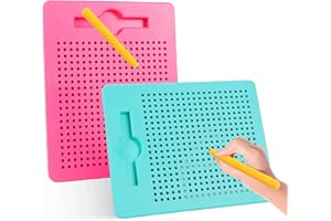 AIVORO 2 Stück Kinder Magnetische Zeichenbretter: Kinderdas Magische Magnetspiel - Kleines Magnetisches Stahlkugel Zeichenbrett mit Stift, Magnet Spielzeug für Kinder Ab 3 Jahre (Rosarot, Grün)