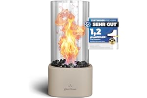 ‎GLANZFEUER Glanzfeuer Bioethanol Tischkamin Outdoor & Indoor Bio Ethanol - Extra Lange Brenndauer - Tischfeuer Deko - Tisch Kamin Feuer Set - Garten & Deko Geschenk