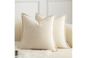 Mandioo Set of 2 Decorative Cushion Covers, Woven Textured Sofa Cushion Covers, Decorative Cushion Covers, Super Soft, Premium, Simple Design, Throw Cushion Cover for Bedroom, Living Room, Beige, 50 x