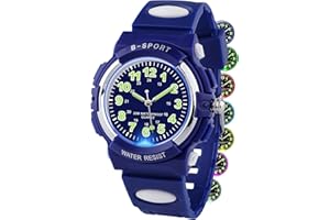 GUUMUXIN Reloj Analógico para Niños y Niñas con Luces Multicolores, Reloj de Aprendizaje Resistente al Agua hasta 30 Metros con Correa de TPU, Relojes Deportivos al Aire Libre 5-16 Años