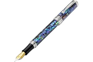 Pióro wieczne Xezo Maestro, średnia stalówka. Wstawka z naturalnej muszli abalone z czystym powlekaniem platynowym. Wykonane ręcznie, limitowana edycja, numerowane