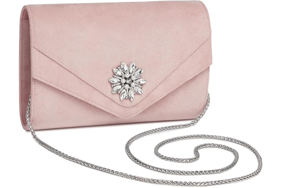 Miss Lulu Women's Clutch Evening Bag, Wedding Handbag with Detachable Chain Strap, Shoulder & Crossbody Option