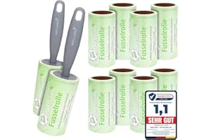 WELLGRO 10er Set Fusselrollen - 10 Rollen mit je 90 Blatt + 2 Abroller, 900 diagonal perforierte Blätter für leichtes Abziehen