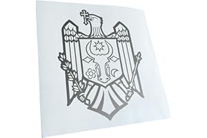 Kiwistar - Adesiva per Auto - Stemma della Moldova - 24 x 19 cm - d'Argento - Scritte per Camion, Moto, Bici, Veicoli, Laptop, Camper, Autobus - Tuning