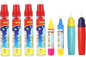 Joyfia 8 Stück Wasser Doodle Stifte Ersatz Wasser Marker, Zeichnung Doodle Stifte für Kleinkinder Kinder malen, Mess Free Coloring Brushs für Jungen Mädchen Wasser Doodle Matte