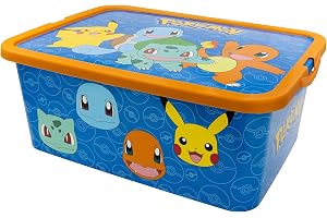 STOR Förvaringsbox Barn Pokémon med Klicklåslock 13 Liter - Leksaksorganiserare Plast Behållare för Barnrum