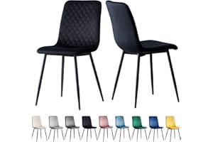 MCC DIRECT Set of 2 Designer Velvet Fabric Dining Chairs Metal Legs Lexi Chairs (Black)