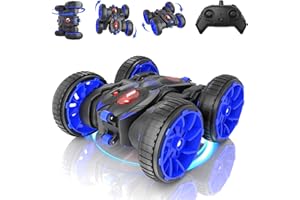 MaxTronic Remote Control Cars for Kids, Fun Flip Stunt 360° Rotations Double Side RC Car, 4WD Offroad 2.4Ghz Monster Truck with LED Light for Boys Girls Children Gifts Toy car