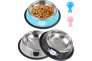 Zawaer 3 Piezas Cuenco para Gato Antideslizante, Platos para Perros con Bases de Goma Antideslizantes,Comederos y Bebederos para Gatitos Cachorros Conejos Mascotas Animales Pequeños