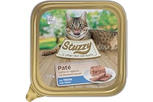 Stuzzy Mister, Mokra karma dla dorosłych kotów, Smak pstrąga, pasztet i mięso w kawałkach - łącznie 3,2 kg (32 garnki x 100 gr)