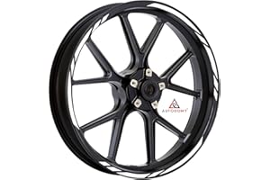 Autodomy Autocollants Stickers Kit Liseret de Jante Moto Ensemble Complet pour 2 Roues Jantes de 15" à 19" Pouces | Stickers Roue Moto | Autocollant Moto Racing Design (Blanc)