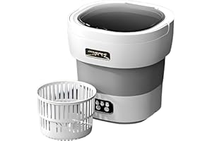 XVersion 13L Mini Portable Washing Machine with Spin Dryer – Foldable Washer for Baby Clothes, Underwear, Socks | Compact Laundry for Apartment, Travel, RV, Home (White)