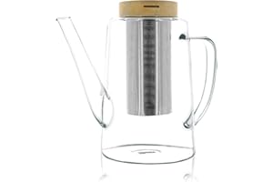 OGO LIVING - Théière en verre 1,2L - 7912099 - Idéal pour le thé et la tisane - théière en verre borosilicate et couvercle en bois d'acacia