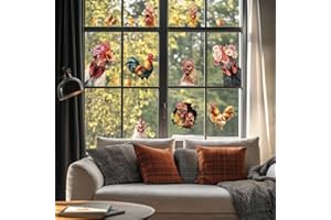 ANATTASOUL Pegatinas de Ventana de Primavera,Pegatinas Ventanas Pollo y Huevos,Calcomanías de Ventana de para Ventanas con Doble Cara Adhesión Estática, Pegatina Opaca para Cristales