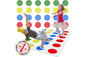 wugu Twister Jeux pour Enfants & Adultes, Jeux d'anniversaire pour Enfants de 6 Ans, Twister Balance Floor Jeu Pad, Jeux de Jardin, Fête, Jeu d'Equipe et Famille