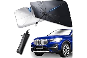 HUTRADE Parasol Coche Delantero 135 x 73 cm - Protección Rayos UV, Sol Paraguas Plegable, Compatible con SUV, Camión y Coche, Fácil de Usar y Guardar