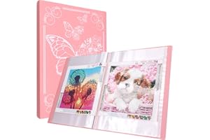 SPOKKI Diamond Painting Bilder Album, A3 Diamond Painting Mappe für Aufbewahrung Diamant Malerei Bilder Mit 60 Klarsichthüllen, Diamond Painting Zubehör (Rosa)