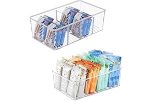 SCLLNDA 2pz Cassetti per Frigoriferi, Organizer Frigorifero Trasparenti, Organizer Cucina Trasparente Contenitori Frigo plastica con 6 Divisorio per Cucina, Frigorifero, Armadi, Bagno, Senza BPA