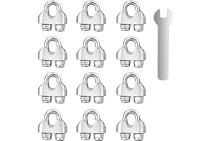 Abimars Morsetti per Cavo Acciaio M2, con dado di bloccaggio, in acciaio inox, con dadi di bloccaggio per fune da giardino, 12 pezzi