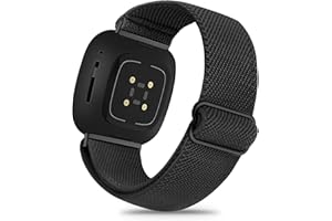 Arae Pasek do Fitbit Versa 3, regulowany nylonowy pasek sportowy z metalowym złączem do Fitbit Versa 3/ Fitbit Sense, czarny