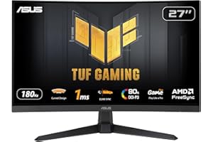 ASUS TUF Gaming VG27VQ3B Gaming Monitor – 27 inch Full HD, Curved, 180Hz, ELMB Sync, FreeSync, 1ms Response Time, 90% DCI-P3, DisplayWidget Center