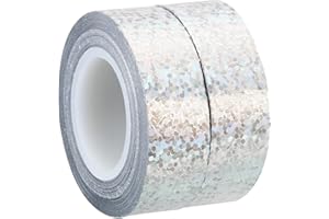 PATIKIL Scintillio Glitter Nastro 15mm x 5m, 2pz Washi Tape Olografico Arte Prisma Mascheratura Nastri Auto -Adesivo per Fai-da-Te Arte Artigianato Avvolgimento Decorazione, Argento Tono