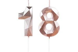 Yiran Świece urodzinowe, świece o numerach 5 cm, świeca numer 18, różowe złote świece, świece urodzinowe na ciasto, świece do ciast, dekoracje imprezowe (numer 18)