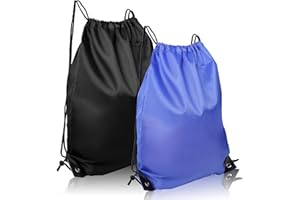 AURUZA Drawstring Bag,Drawstring Bags Sport Gym Sack Personalised Waterproof Swimming Swim Bag,Black PE Bag Drawstring Backpack Draw String Bags Pack Suitable for School, Travel Beach and Various Activities